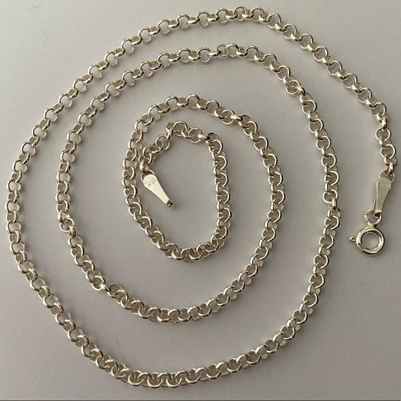 Unisex link chain necklace 2mm 18” 925 silver - Picture 5 of 6